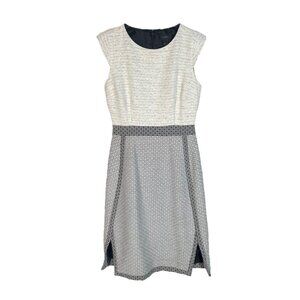 J. Crew Off White & Black Diamond Pattern Cap Sleeve Shift Dress Size 0
